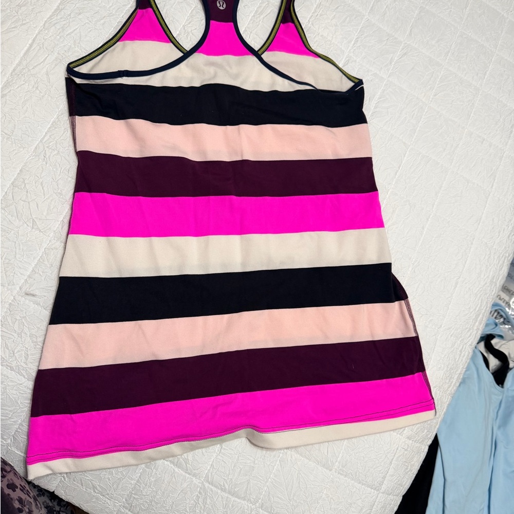 lululemon athletica Pink and Black Striped Tank Top - Picture 2 of 3